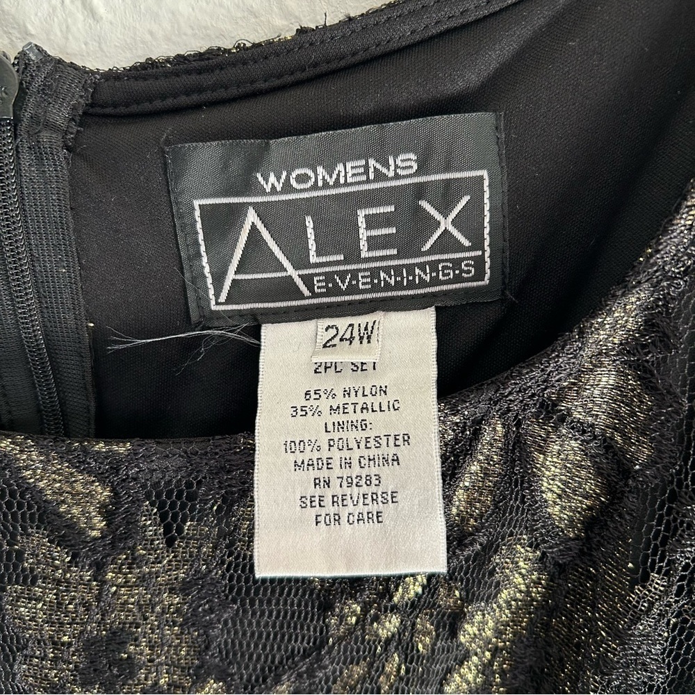 Alex Evenings Black and Gold Lace Two Piece Dress Set NWT Sz 24W - Picture 7 of 8